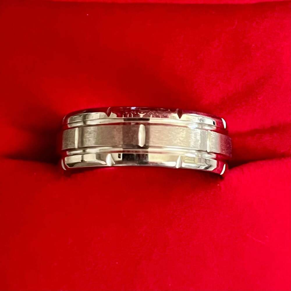 Titanium Steel Fleur de lis Brushed & Polished 8mm Band Size 11